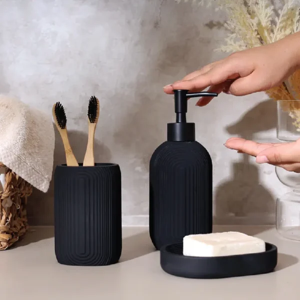 3pcs Black Premium Resin Bathroom Set – Aminsuk Best Price