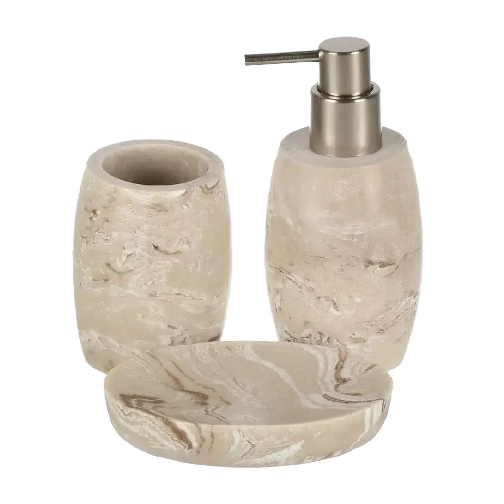 Aminsuk Marble Luxe 3-Piece Bathroom Set – Premium Marble Design Soap Dispenser, Toothbrush Holder & Soap Dish