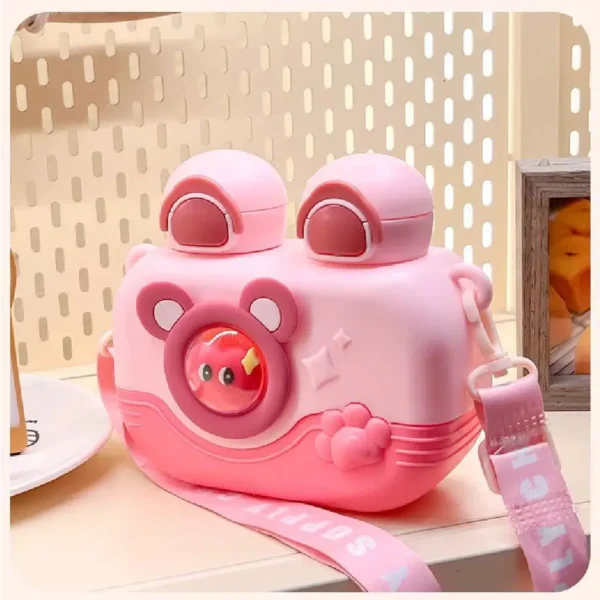 Kids water bottle with strap and straw lid