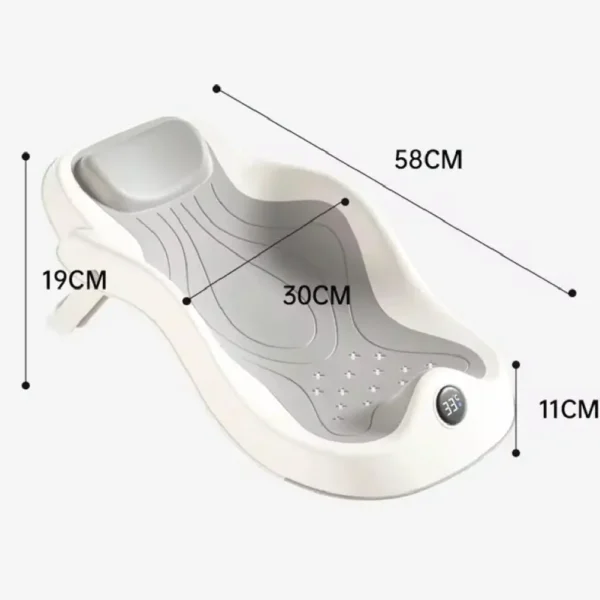 Baby bath rack with temperature sensor and soft mesh