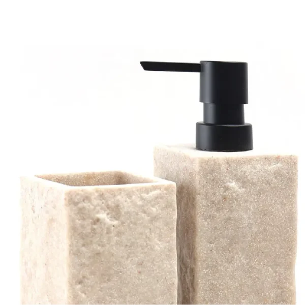 Aminsuk Beige Stone Bathroom Accessory Kit with 3 Essential Pieces