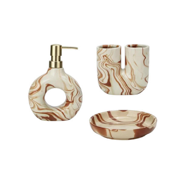 Eclat Luxe ceramic bathroom set pink black by Aminsuk