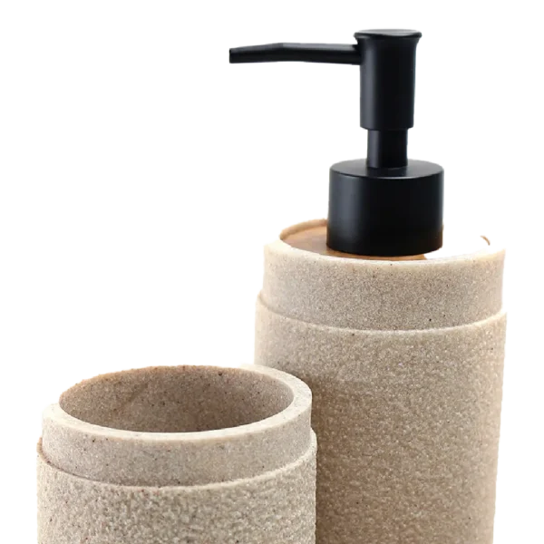 Modern Beige Resin Bathroom Essentials Set