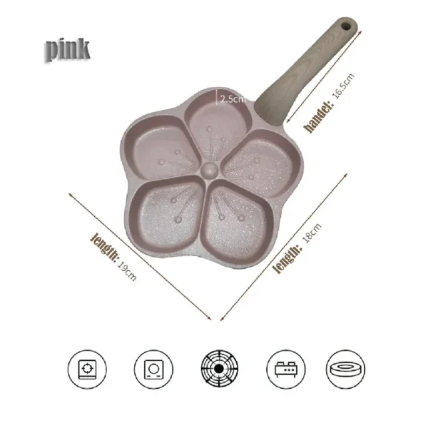 Multi-section 5-hole non-stick egg grill pan