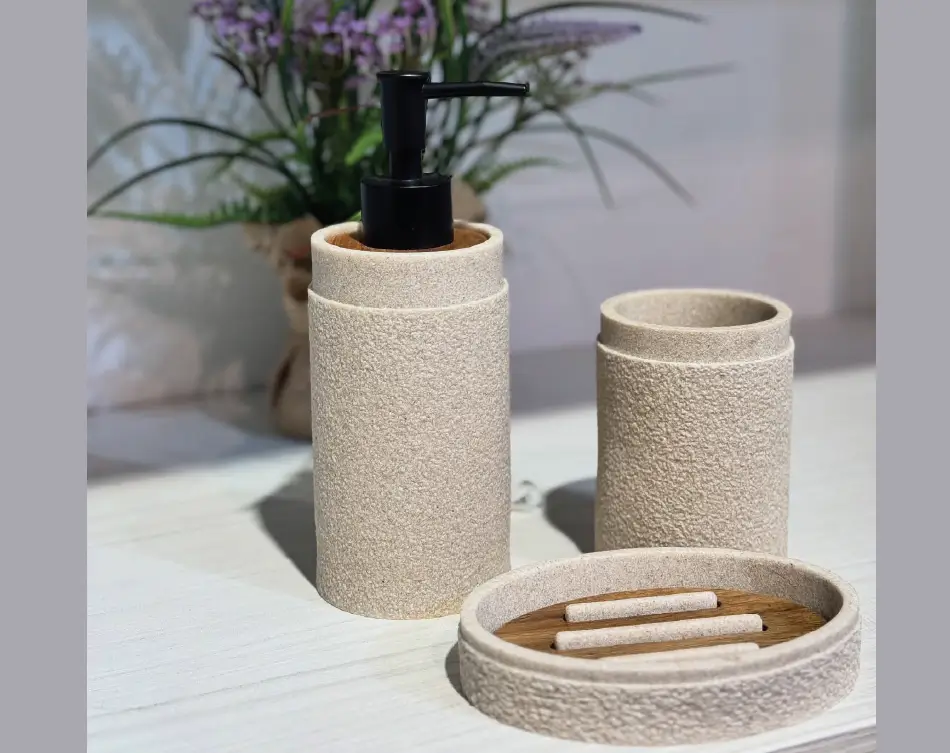 Luxury Beige Resin Bathroom Trio Set