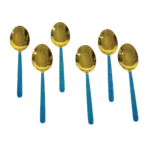 Aminsuk Azure Gold Stainless Steel Coffee Spoon Set with blue handle premium design