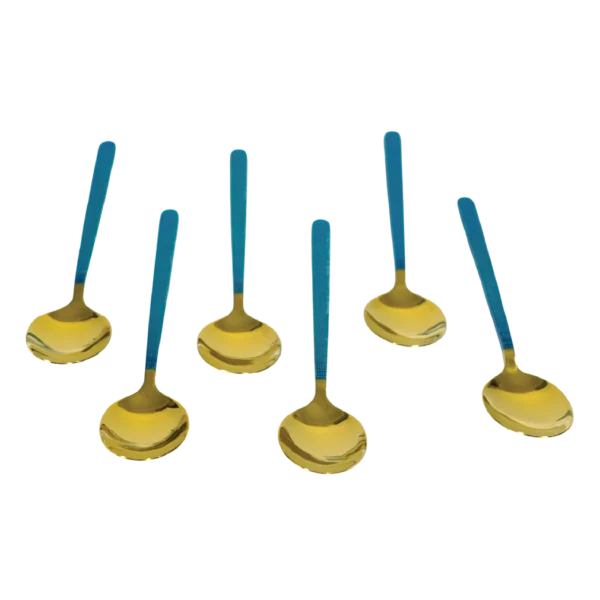 Blue handle gold stainless steel coffee spoon set Aminsuk