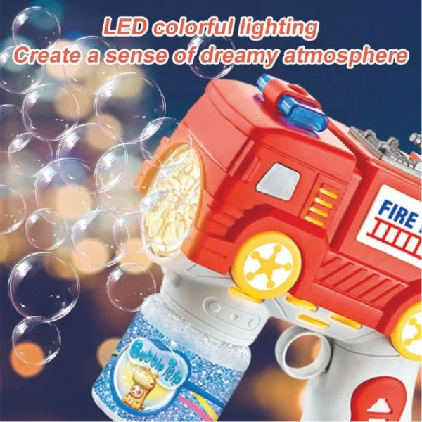 kids fire truck bubble gun with LED lights