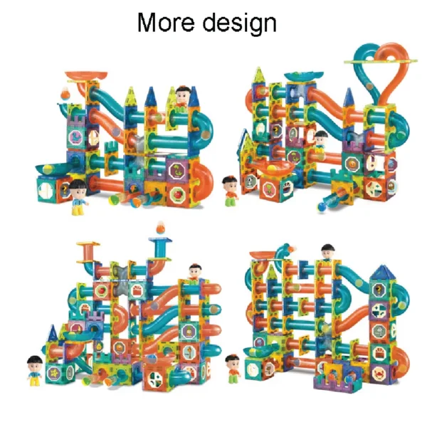 Magnetic pipeline blocks set for children