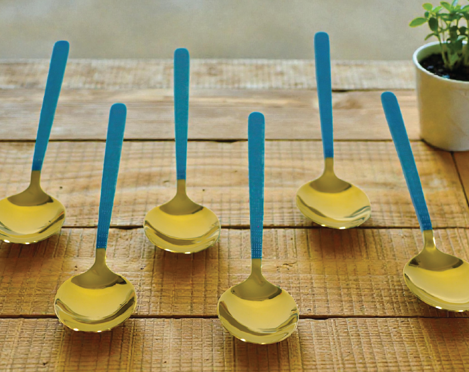 Luxury gold finish stainless steel coffee spoon set