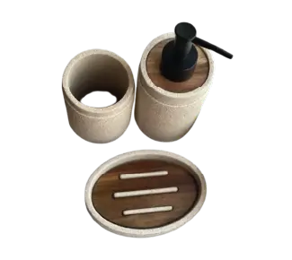 Aminsuk premium resin bathroom accessories set with soap dispenser toothbrush holder and soap dish modern striped design