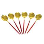 Aminsuk RoyalGold red handle gold plated stainless steel soup spoon set 6 pieces