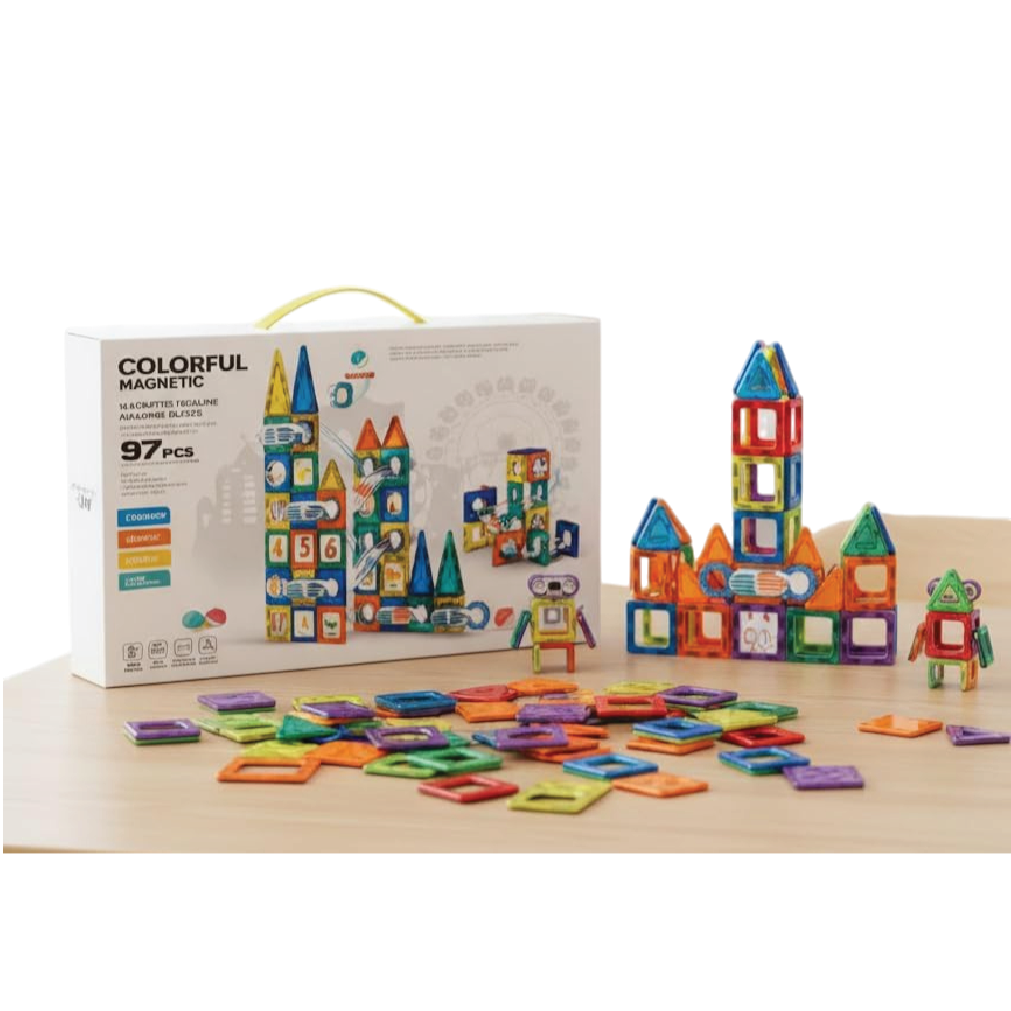 Aminsuk Smart Magnetic Blocks Set 97 Pcs for kids STEM learning