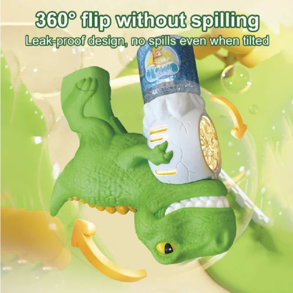 Aminsuk teal dinosaur bubble gun with LED lights for kids outdoor fun
